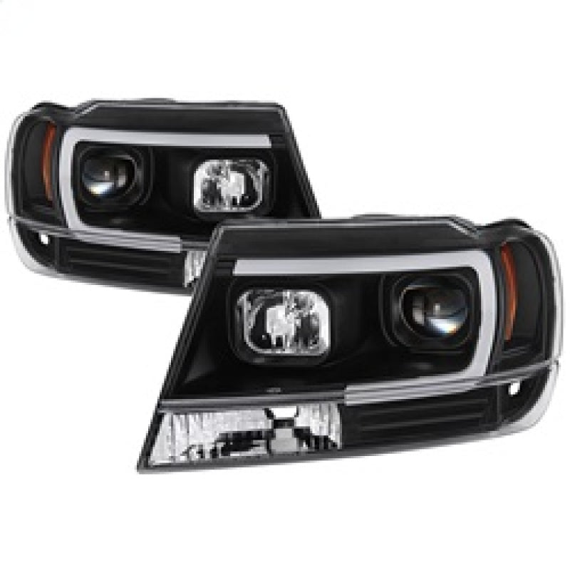 Spyder 99-04 Jeep Grand Cherokee Projector Headlights - Light Bar DRL LED - Black SPYDER Headlights  AXOPROS