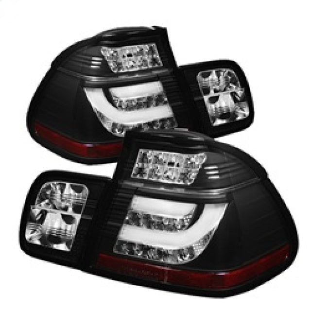 Spyder BMW E46 3-Series 02-05 4Dr Light Bar Style LED Tail Lights Black ALT-YD-BE4602-4D-LBLED-BK SPYDER Tail Lights  AXOPROS