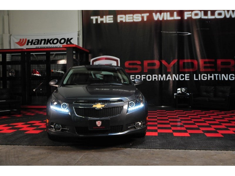 Spyder Chevy Cruze 11-14 Projector Headlights LED Halo -DRL Blk High H1 Low H7 PRO-YD-CCRZ11-DRL-BK SPYDER Headlights  AXOPROS