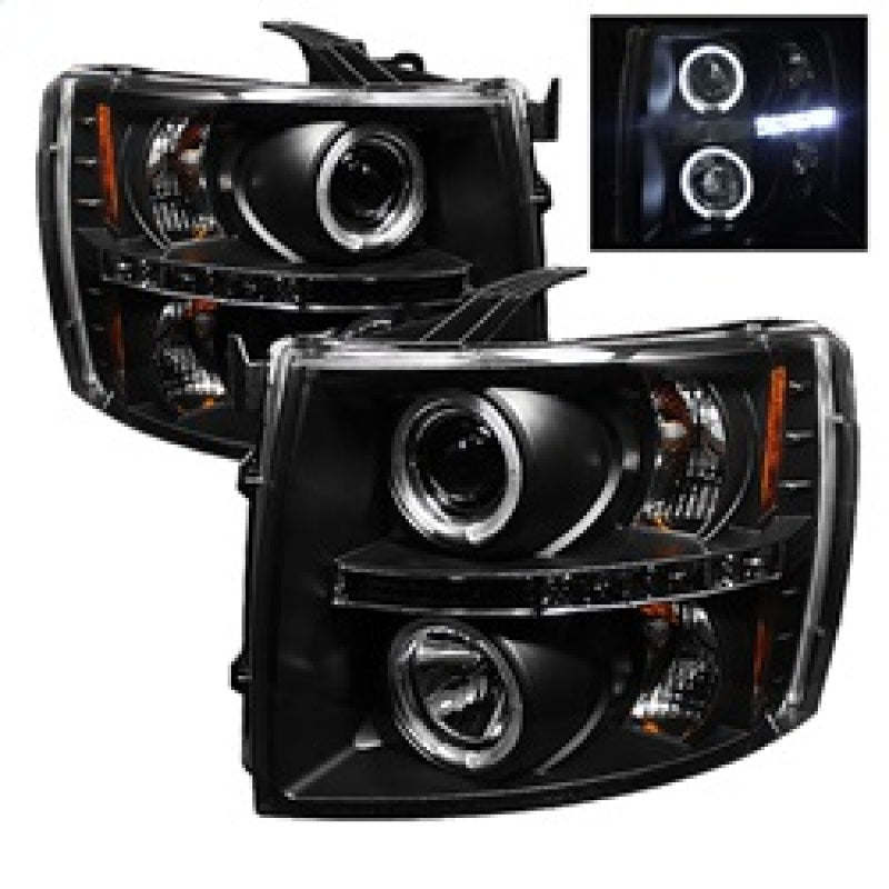 Spyder Chevy Silverado 1500 07-13 Projector Headlights LED Halo LED Blk PRO-YD-CS07-HL-BK SPYDER Headlights  AXOPROS