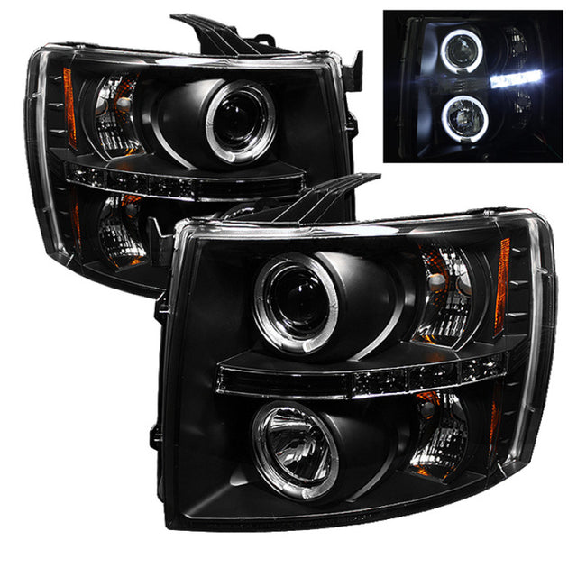 Spyder Chevy Silverado 1500 07-13 Projector Headlights LED Halo LED Blk PRO-YD-CS07-HL-BK SPYDER Headlights  AXOPROS