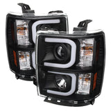 Spyder Chevy Silverado 1500 14-16 Projector Headlights Light Bar DRL Blk PRO-YD-CS14-LBDRL-BK SPYDER Headlights  AXOPROS