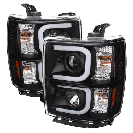 Spyder Chevy Silverado 1500 14-16 Projector Headlights Light Bar DRL Blk PRO-YD-CS14-LBDRL-BK SPYDER Headlights  AXOPROS