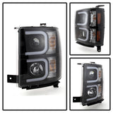 Spyder Chevy Silverado 1500 14-16 Projector Headlights Light Bar DRL Blk PRO-YD-CS14-LBDRL-BK SPYDER Headlights  AXOPROS