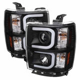 Spyder Chevy Silverado 1500 14-16 Projector Headlights Light Bar DRL Blk PRO-YD-CS14-LBDRL-BK SPYDER Headlights  AXOPROS