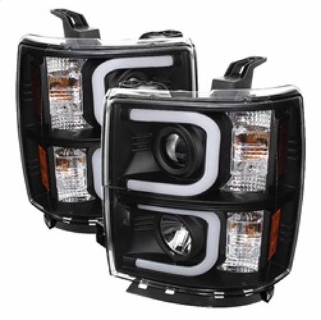 Spyder Chevy Silverado 1500 14-16 Projector Headlights Light Bar DRL Blk PRO-YD-CS14-LBDRL-BK SPYDER Headlights  AXOPROS