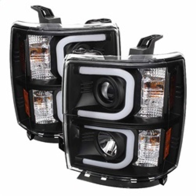 Spyder Chevy Silverado 1500 14-16 Projector Headlights Light Bar DRL Blk PRO-YD-CS14-LBDRL-BK SPYDER Headlights  AXOPROS