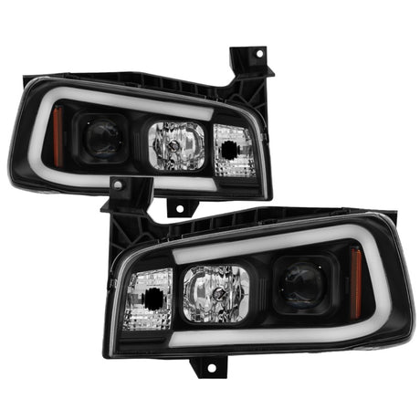 Spyder Dodge Charger 06-10 Projector Headlights - LED Light Bar - Black PRO-YD-DCH05V2-LB-BK SPYDER Headlights  AXOPROS