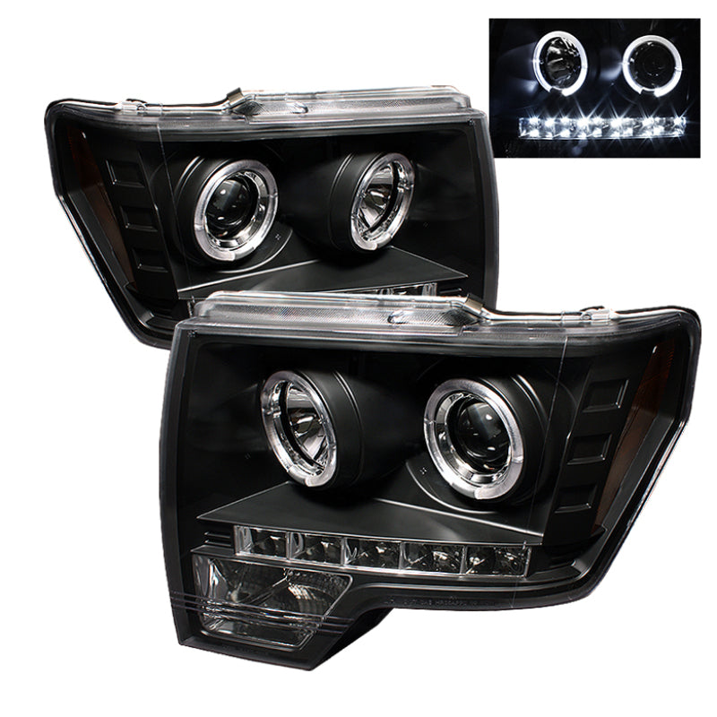 Spyder Ford F150 09-14 Projector Headlights Halogen Model- LED Halo LED Blk PRO-YD-FF15009-HL-BK SPYDER Headlights  AXOPROS