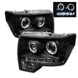 Spyder Ford F150 09-14 Projector Headlights Halogen Model- LED Halo LED Blk PRO-YD-FF15009-HL-BK SPYDER Headlights  AXOPROS