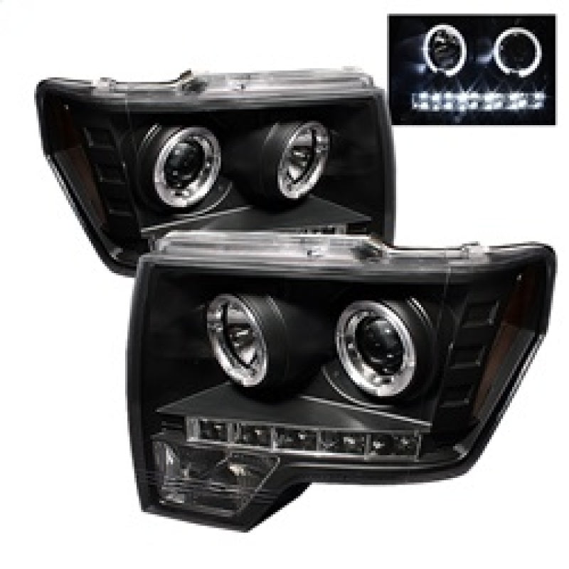 Spyder Ford F150 09-14 Projector Headlights Halogen Model- LED Halo LED Blk PRO-YD-FF15009-HL-BK SPYDER Headlights  AXOPROS