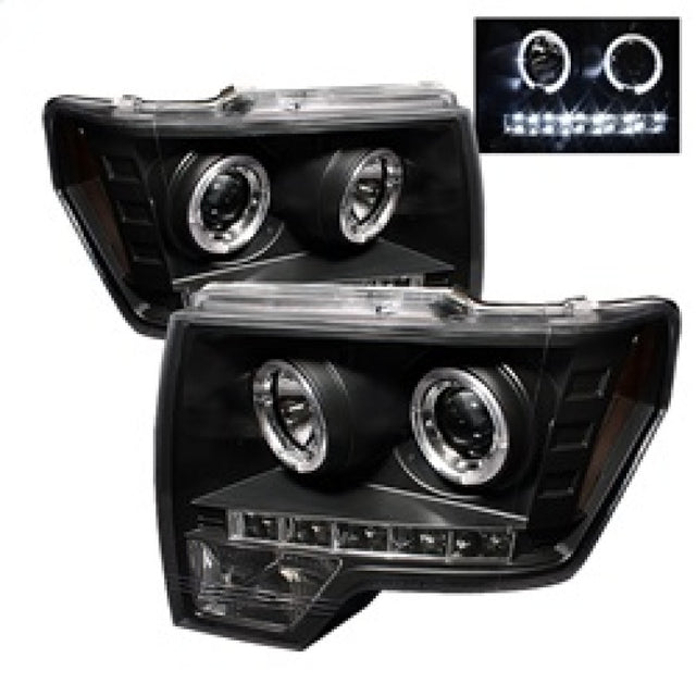 Spyder Ford F150 09-14 Projector Headlights Halogen Model- LED Halo LED Blk PRO-YD-FF15009-HL-BK SPYDER Headlights  AXOPROS