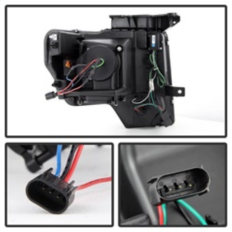 Spyder Ford F150 09-14 Projector Headlights Halogen Model- Light Bar DRL Blk PRO-YD-FF15009-LBDRL-BK SPYDER Headlights  AXOPROS