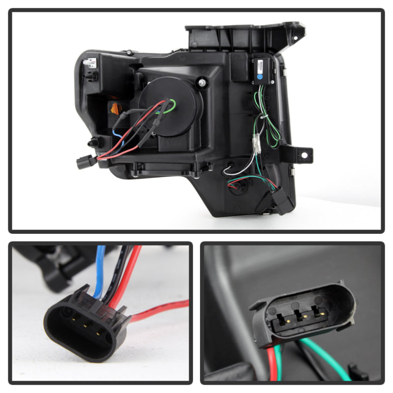 Spyder Ford F150 09-14 Projector Headlights Halogen Model- Light Bar DRL Blk PRO-YD-FF15009-LBDRL-BK SPYDER Headlights  AXOPROS