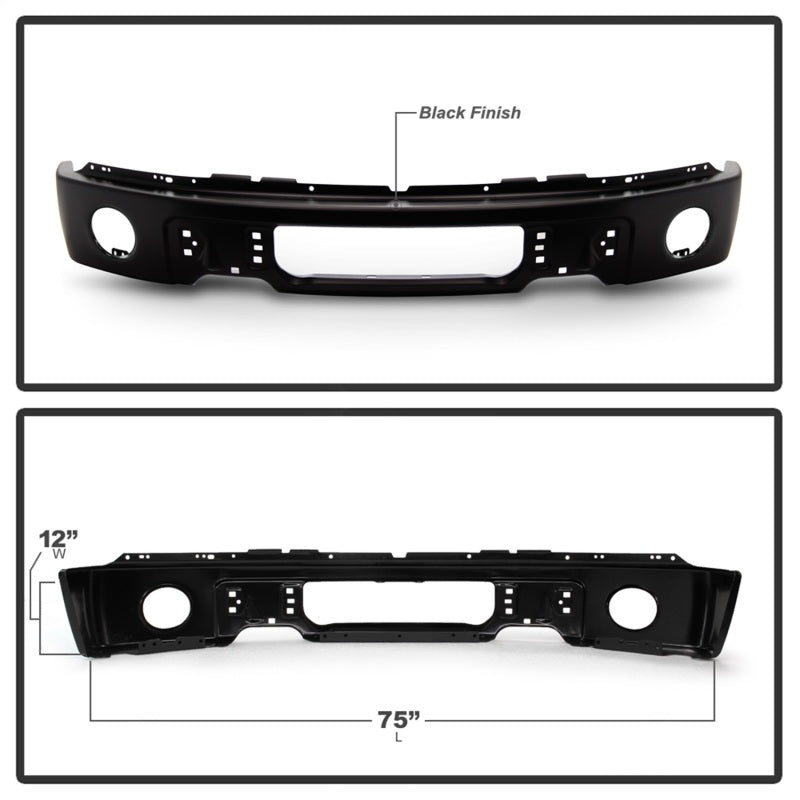 Spyder Ford F150 09-14 w/Fog Light Hole Front Bumper - Black (OEM # 9L3Z17757DPTM) SPYDER Bumper Accessories  AXOPROS