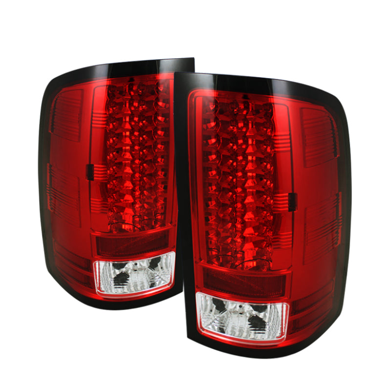 Spyder GMC Sierra 07-13 (Not 3500 Dually 4 Rear Wheels)LED Tail Lights Red Clear ALT-YD-GS07-LED-RC SPYDER Tail Lights  AXOPROS