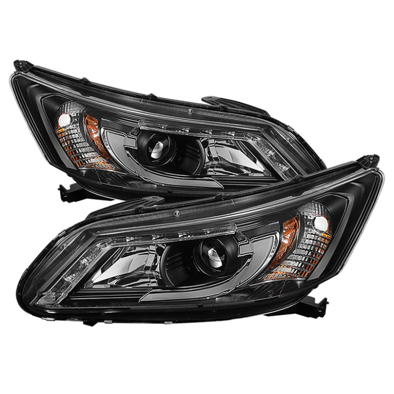 Spyder Honda Accord 2013-2015 4DR Projector Headlights Light Bar DRL Black PRO-YD-HA13-LBDRL-BK SPYDER Headlights  AXOPROS