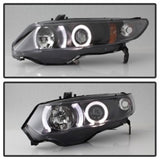 Spyder Honda Civic 06-08 2Dr Projector Headlights LED Halo Black High H1 Low H1 PRO-YD-HC06-2D-HL-BK SPYDER Headlights  AXOPROS