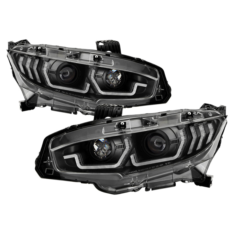 Spyder Honda Civic 16- 2DR/4DR/Hatchback Projector Headlights - Black PRO-YD-HC16SI-SEQGR-BK SPYDER Headlights  AXOPROS