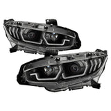 Spyder Honda Civic 16- 2DR/4DR/Hatchback Projector Headlights - Black PRO-YD-HC16SI-SEQGR-BK SPYDER Headlights  AXOPROS