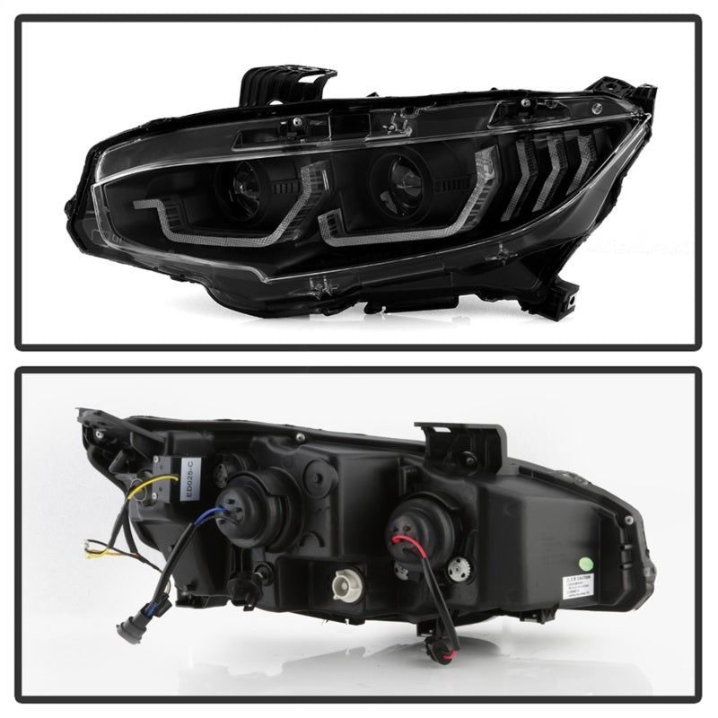 Spyder Honda Civic 16- 2DR/4DR/Hatchback Projector Headlights - Black PRO-YD-HC16SI-SEQGR-BK SPYDER Headlights  AXOPROS