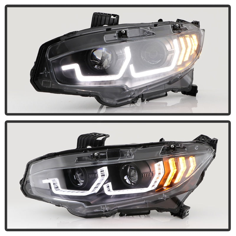 Spyder Honda Civic 16- 2DR/4DR/Hatchback Projector Headlights - Black PRO-YD-HC16SI-SEQGR-BK SPYDER Headlights  AXOPROS