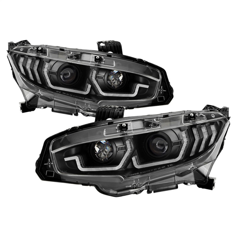 Spyder Honda Civic 16- 2DR/4DR/Hatchback Projector Headlights - Black PRO-YD-HC16SI-SEQGR-BK SPYDER Headlights  AXOPROS