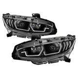 Spyder Honda Civic 16- 2DR/4DR/Hatchback Projector Headlights - Black PRO-YD-HC16SI-SEQGR-BK SPYDER Headlights  AXOPROS