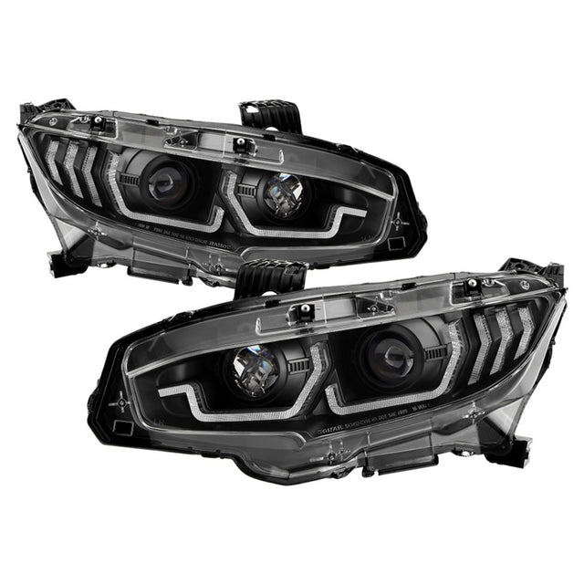 Spyder Honda Civic 16- 2DR/4DR/Hatchback Projector Headlights - Black PRO-YD-HC16SI-SEQGR-BK SPYDER Headlights  AXOPROS