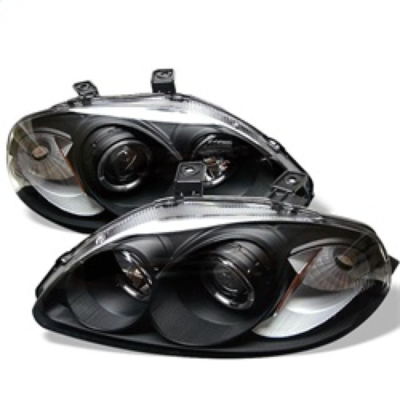 Spyder Honda Civic 96-98 Projector Headlights LED Halo Amber Reflctr Blk PRO-YD-HC96-AM-BK SPYDER Headlights  AXOPROS