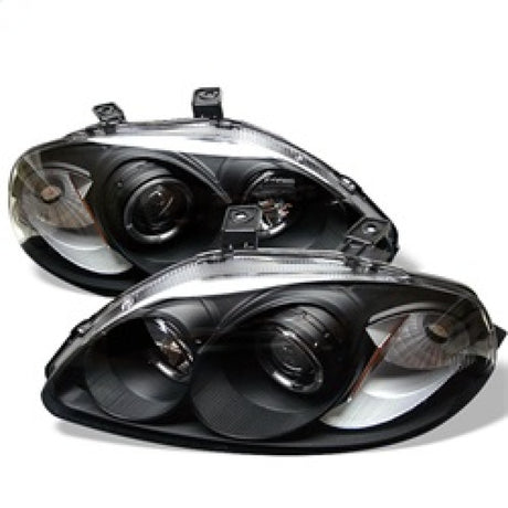 Spyder Honda Civic 96-98 Projector Headlights LED Halo Amber Reflctr Blk PRO-YD-HC96-AM-BK SPYDER Headlights  AXOPROS