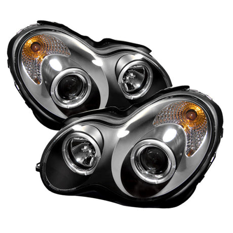 Spyder Mercedes Benz C-Class 01-05 4 DrProjector Headlights Halogen LED Halo Blk PRO-YD-MBW203-HL-BK SPYDER Headlights  AXOPROS