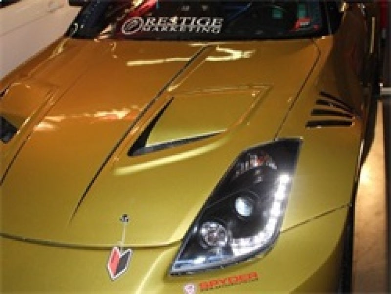 Spyder Nissan 350Z 03-05 Projector Headlights Halogen Model Only - DRL Black PRO-YD-N350Z02-DRL-BK SPYDER Headlights  AXOPROS