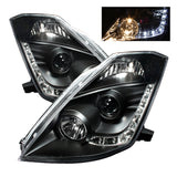 Spyder Nissan 350Z 03-05 Projector Headlights Halogen Model Only - DRL Black PRO-YD-N350Z02-DRL-BK SPYDER Headlights  AXOPROS