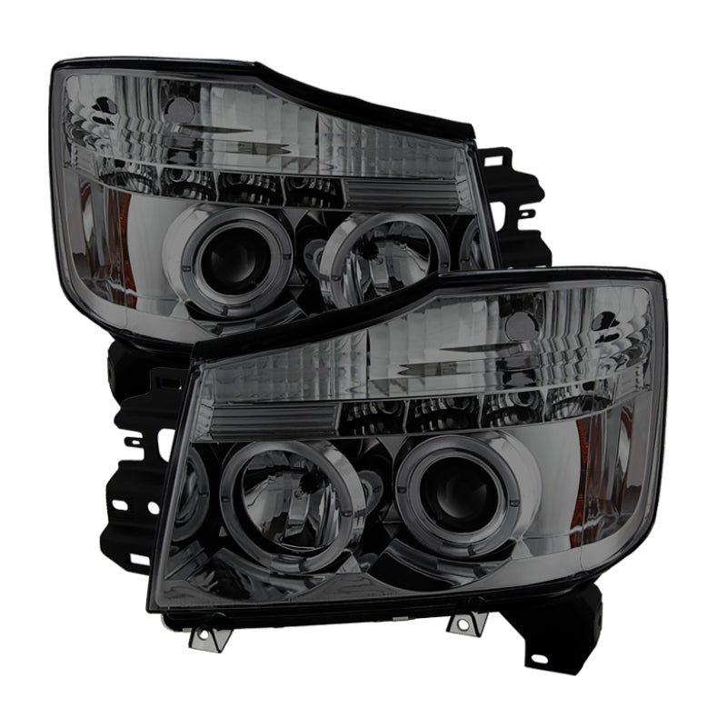 Spyder Nissan Titan 04-14/Armada 04-07 Projector Headlights LED Halo LED Smke PRO-YD-NTI04-HL-SM SPYDER Headlights  AXOPROS