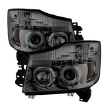 Spyder Nissan Titan 04-14/Armada 04-07 Projector Headlights LED Halo LED Smke PRO-YD-NTI04-HL-SM SPYDER Headlights  AXOPROS