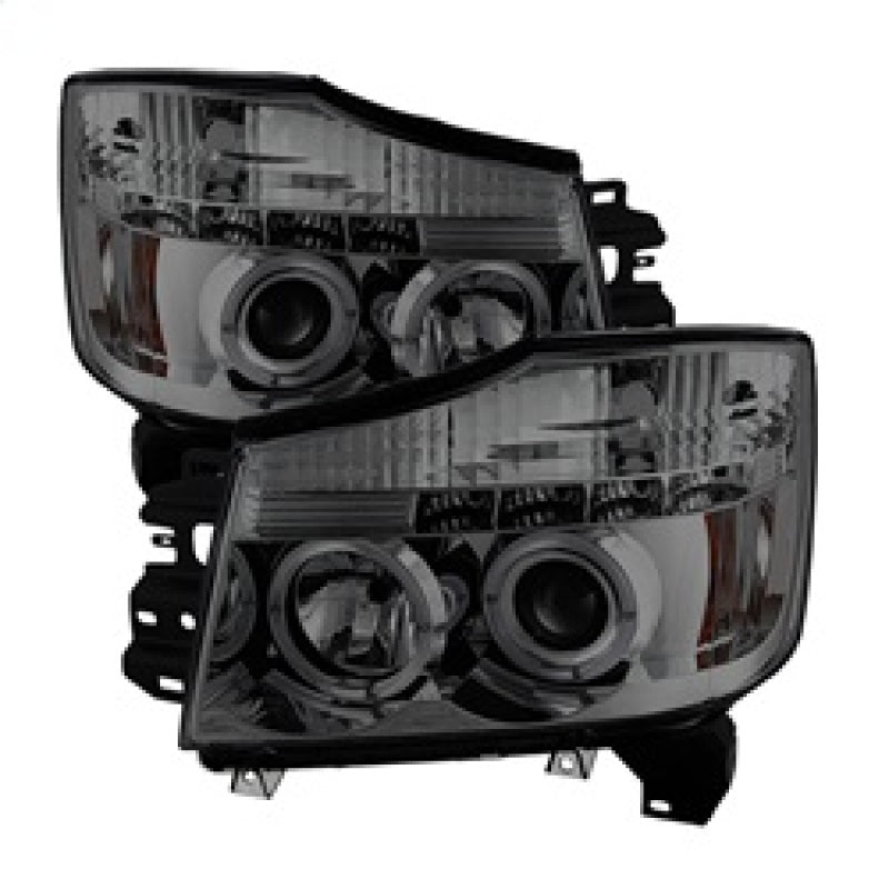 Spyder Nissan Titan 04-14/Armada 04-07 Projector Headlights LED Halo LED Smke PRO-YD-NTI04-HL-SM SPYDER Headlights  AXOPROS