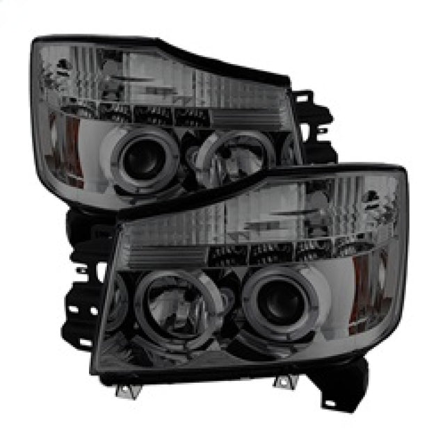 Spyder Nissan Titan 04-14/Armada 04-07 Projector Headlights LED Halo LED Smke PRO-YD-NTI04-HL-SM SPYDER Headlights  AXOPROS