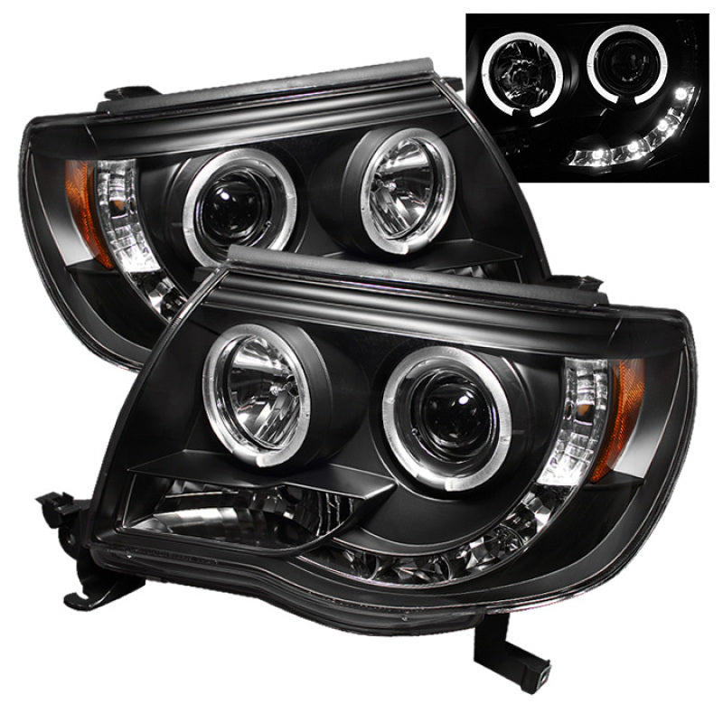 Spyder Toyota Tacoma 05-11 Projector Headlights LED Halo LED Black High H1 Low H1 PRO-YD-TT05-HL-BK SPYDER Headlights  AXOPROS