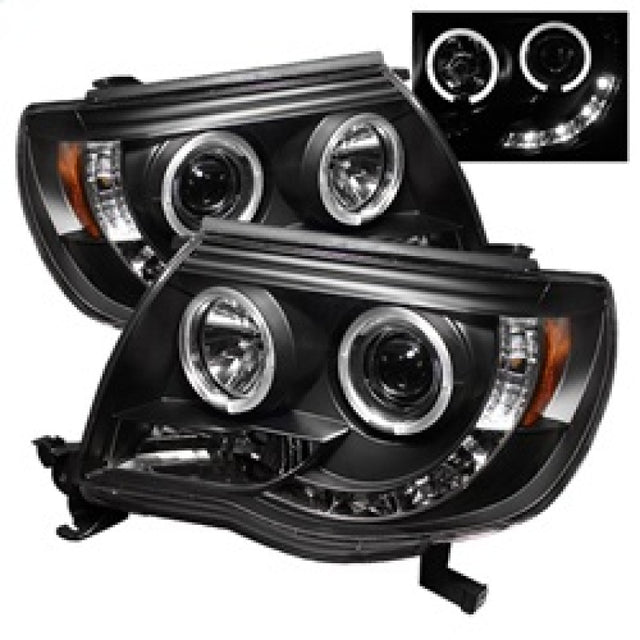 Spyder Toyota Tacoma 05-11 Projector Headlights LED Halo LED Black High H1 Low H1 PRO-YD-TT05-HL-BK SPYDER Headlights  AXOPROS