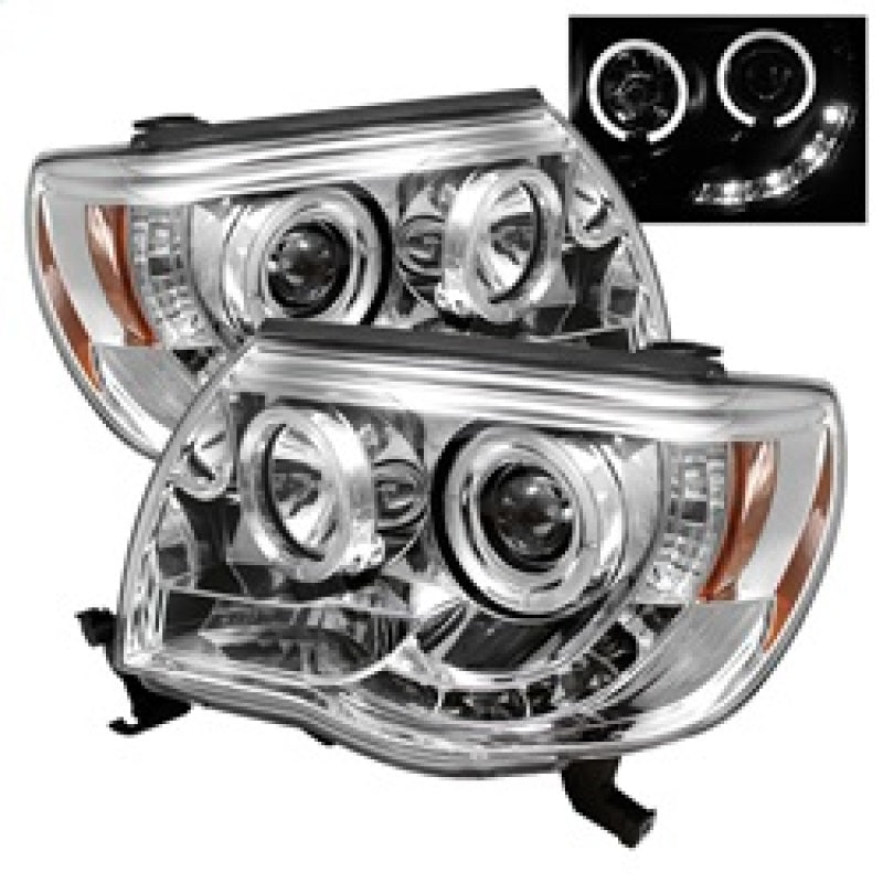Spyder Toyota Tacoma 05-11 Projector Headlights LED Halo LED Chrome High H1 Low H1 PRO-YD-TT05-HL-C SPYDER Headlights  AXOPROS