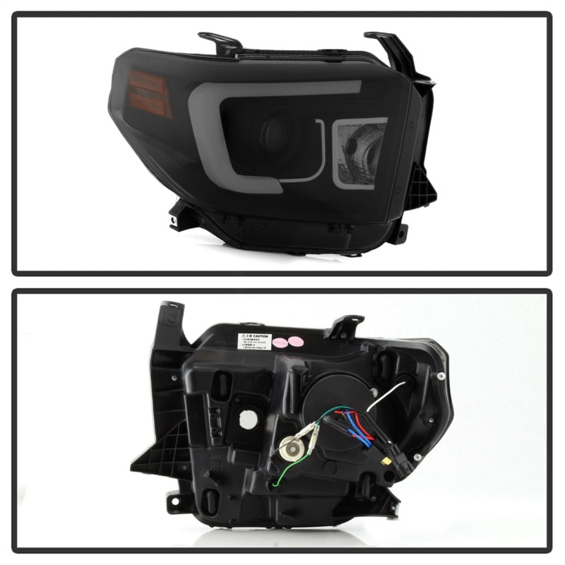 Spyder Toyota Tundra 2014-2016 Projector Headlights Light Bar DRL Black Smoke PRO-YD-TTU14-DRL-BSM SPYDER Headlights  AXOPROS