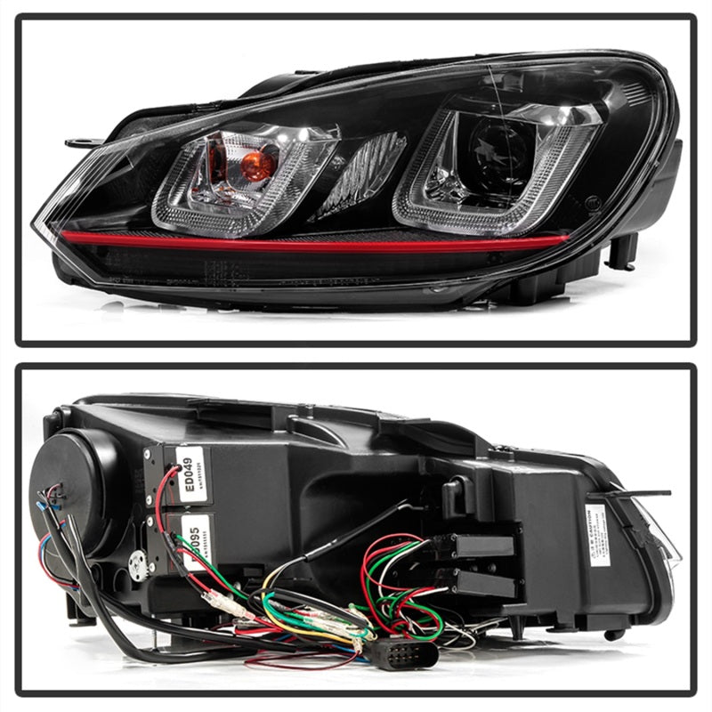 Spyder Volkswagen Golf / GTI 10-13 Version 3 Projector Headlights - Black PRO-YD-VG10V3R-DRL-BK SPYDER Headlights  AXOPROS