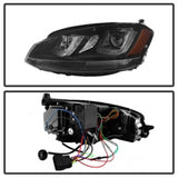 Spyder Volkswagen Golf VII 14-16 Projector Headlights DRL LED Blk Stripe Blk PRO-YD-VG15-BLK-DRL-BK SPYDER Headlights  AXOPROS