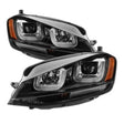 Spyder Volkswagen Golf VII 14-16 Projector Headlights DRL LED Blk Stripe Blk PRO-YD-VG15-BLK-DRL-BK SPYDER Headlights  AXOPROS