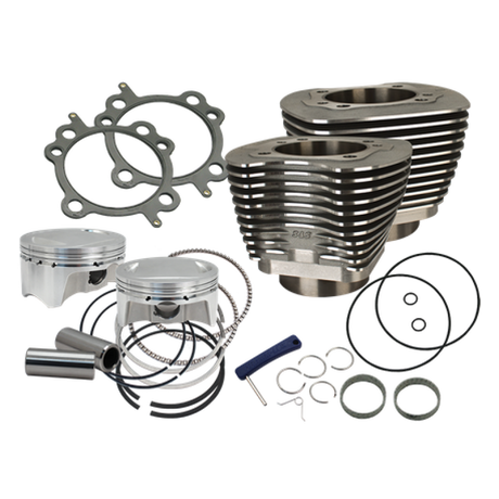 S&S Cycle 07-17 BT 107in Bolt-In Big Bore Kit - Wrinkle Black S&S Cycle Piston Sets - Powersports  AXOPROS