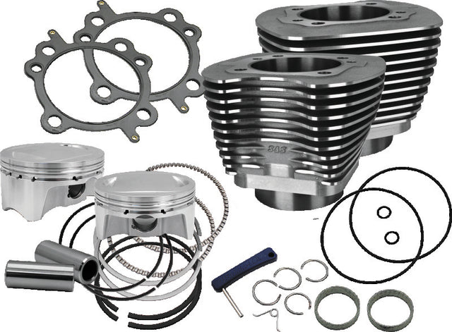 S&S Cycle 07-17 BT 107in Bolt-In Big Bore Kit - Wrinkle Black S&S Cycle Piston Sets - Powersports  AXOPROS