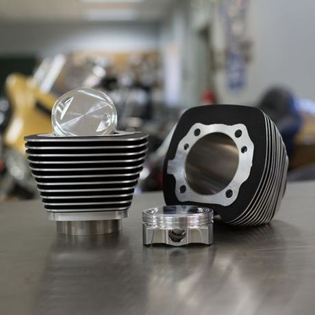 S&S Cycle 07-17 BT Models 110in Sidewinder Big Bore Kit - Wrinkle Black S&S Cycle Piston Sets - Powersports  AXOPROS