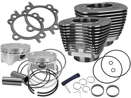 S&S Cycle 07-17 BT Models 110in Sidewinder Big Bore Kit - Wrinkle Black S&S Cycle Piston Sets - Powersports  AXOPROS