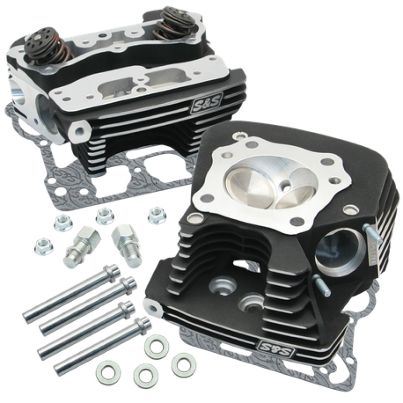 S&S Cycle 08-16 Touring Super Stock 89cc Cylinder Head Kit - Wrinkle Black S&S Cycle Heads  AXOPROS